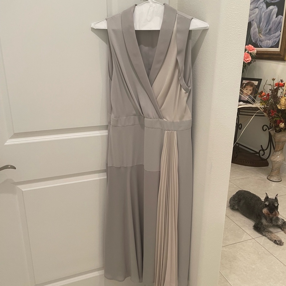 Reiss Lilac (2-tone) Claire Pleated Fitted Midi Dress - Picture 5 of 7
